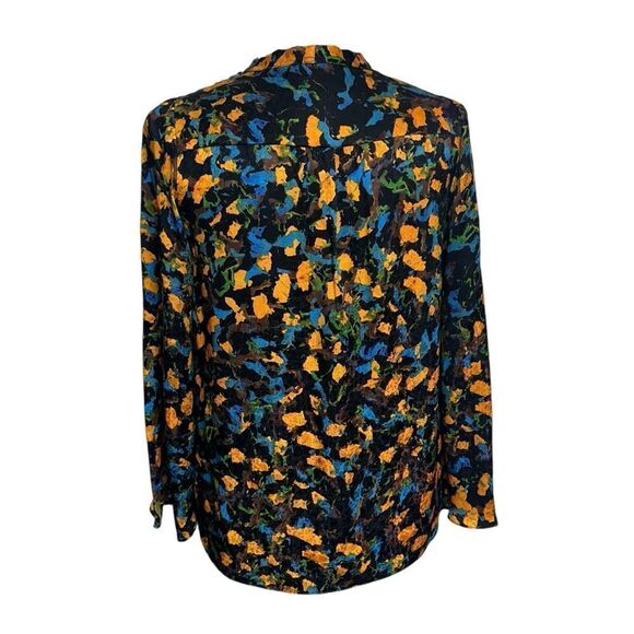 Corey Lynn Calter Dark Floral Silk Neck Tie Popover Career Blouse, Size 2 - Picture 4 of 9